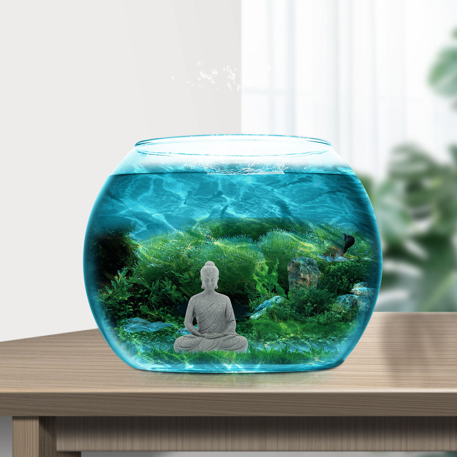 Mini Buddha Statue Resin Aquar - Aquarium Fishes recension och pris